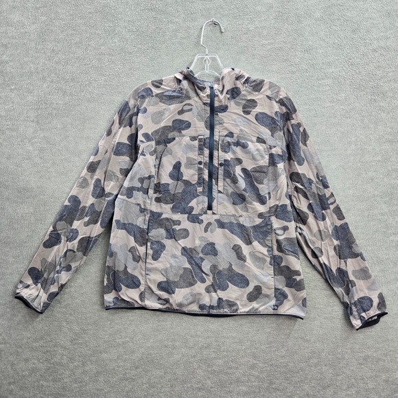 Mountain Hardwear Women Jacket Small Gray Camo Anorak 1/2 Zip Nylon Hooded - Picture 1 of 11